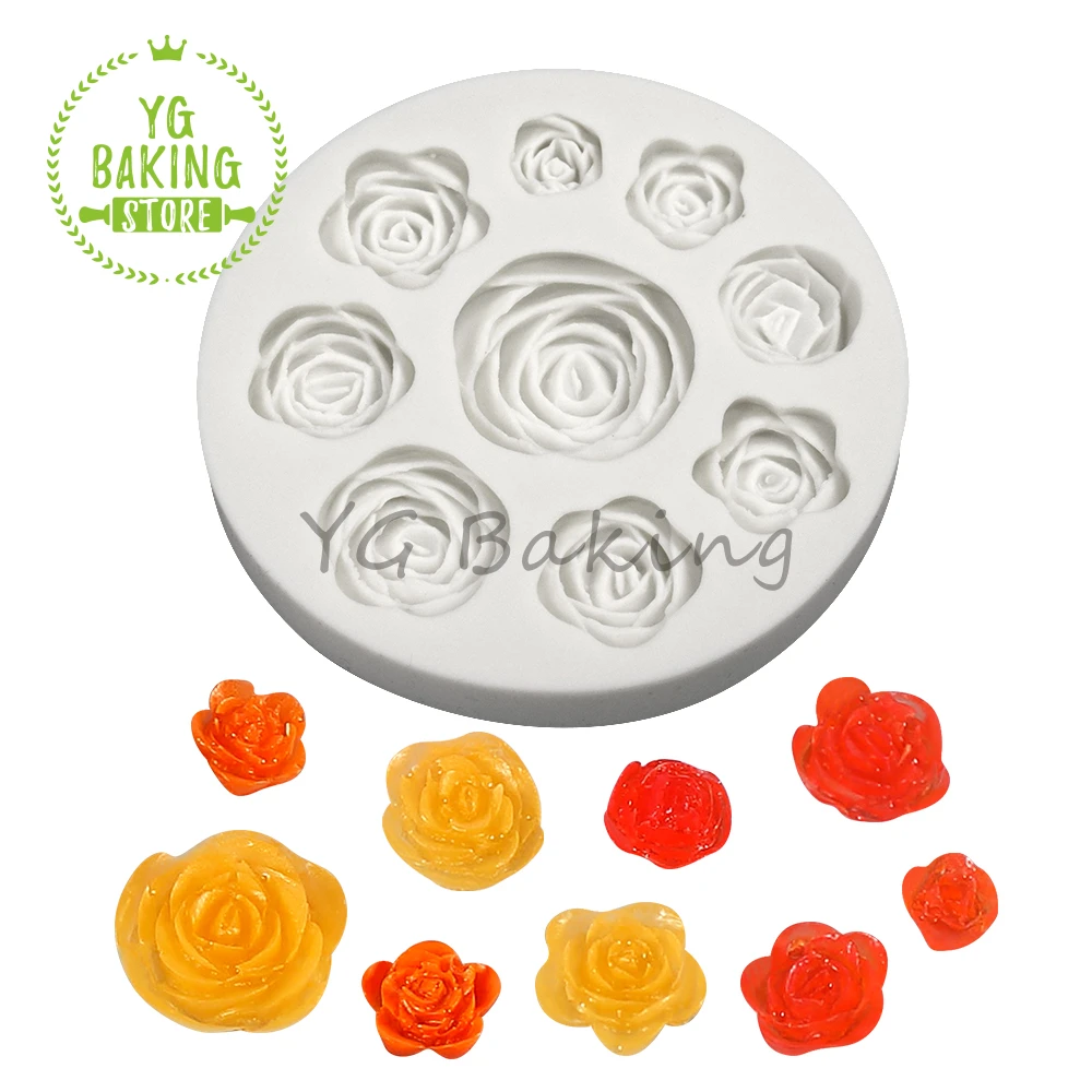 

3D Mini Rose Flower Design Silicone Mold Chocolate Fondant Mould DIY Clay Plaster Model Cake Decorating Tools Kitchen Bakeware