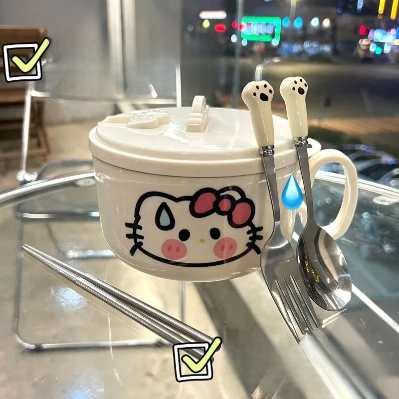 Kawaii Sanrio Anime Hello Kitty Stainless Steel Bowl Chopstick Set Cute Cartoon Lovely White Large Capacity with Cover for Girls
Kawaii Sanrio Anime Hello Kitty Stainless Steel Bowl Chopstick Set Cute Cartoon Lovely White Large Capacity with Cover for Girls