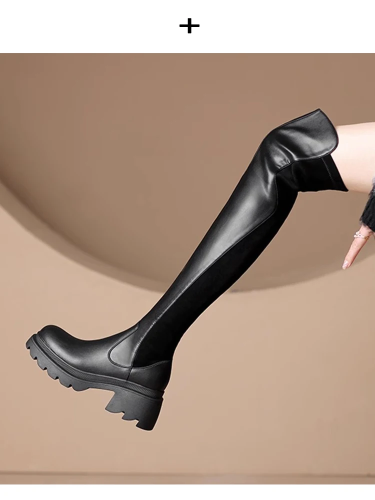 

Женские зимние ботинки на молнии, Женская резиновая обувь, пикантные ботфорты на высоком каблуке, высокие пикантные плюшевые ботинки с круглым носком, женские ботфорты на среднем каблуке, 2023