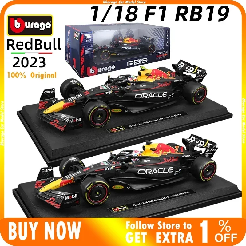 

Red Bull RB19 F1 Car Model 2023 1:18 Bburago Formula Racing Large Size Special Edition #1 Max Verstappen Alloy Diecast Toy Model