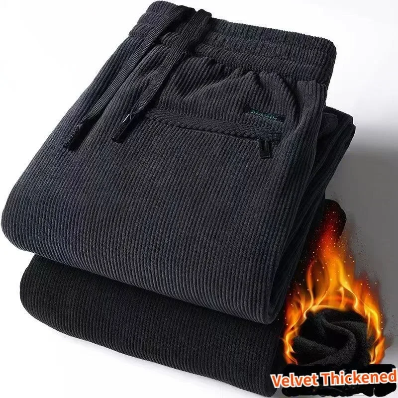 

Men's Thick Fleece Thermal Pants Outdoor Winter Warm New Casual Trousers Joggers Cold-proof Comfortable Bound Feet Sweatpants