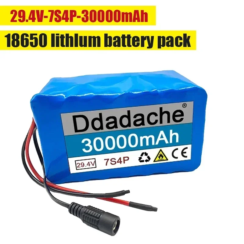 

2024 7S4P Li-ion battery pack 29.4v 30Ah electric bicycle motor ebike scooter 18650 lithium rechargeable battery pack