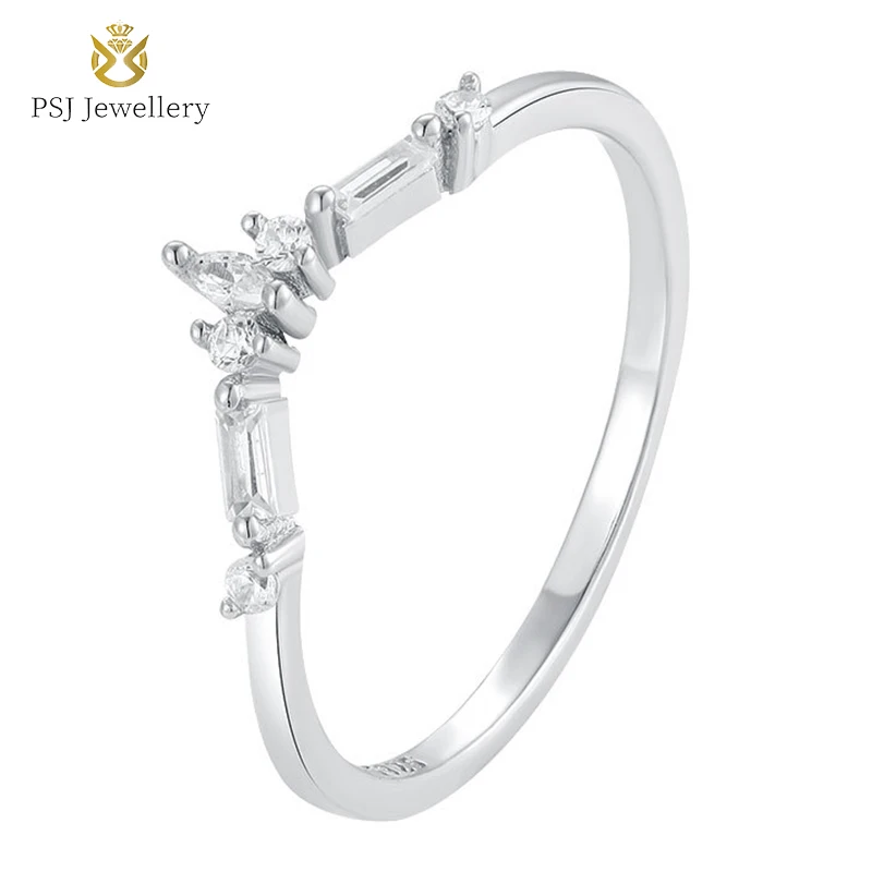 

PSJ Fashion Luxury Jewelry 18K Gold / Platinum Plated Zircon Inlay Crown Shaped 925 Sterling Silver Rings for Women Girls