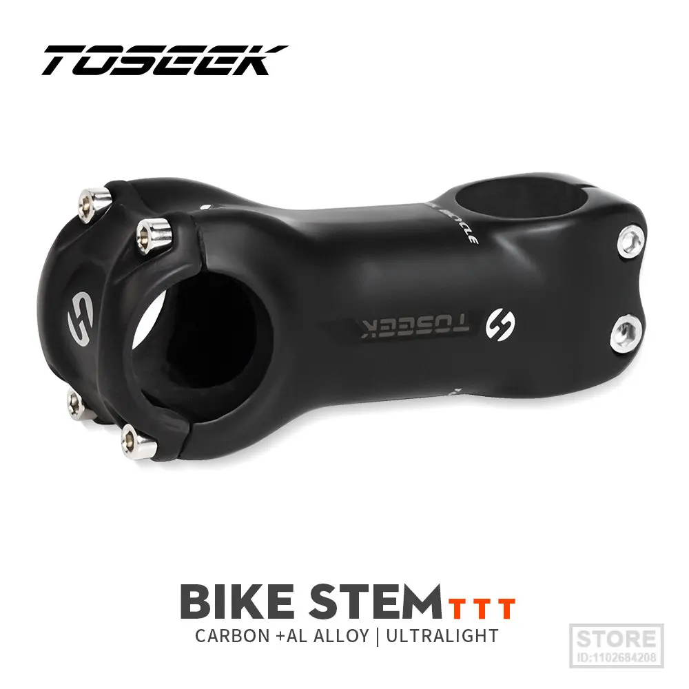 

TOSEEK Carbon Stem 6/17Degree Mountain Bike 31.8mm Handlebar s 70/80/90/100/110/120/130mm Black Matt Bicycle Parts