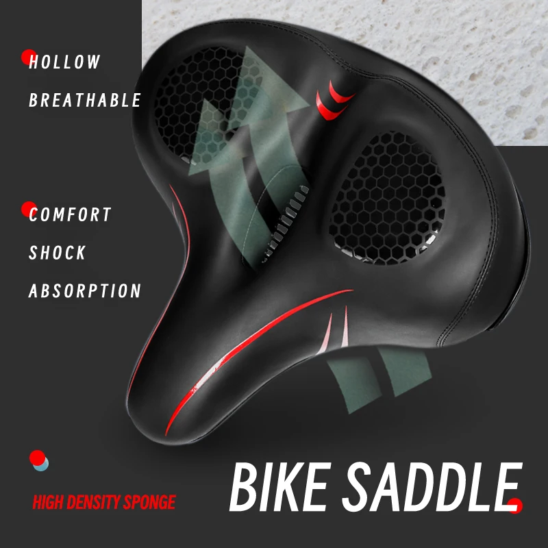 Велосипедное седло ESLNF с большим задним седлом, амортизатор, Нескользящая подушка для сиденья, уличные аксессуары для езды на горном велосипеде 
Велосипедное седло ESLNF с большим задним седлом, амортизатор, Нескользящая подушка для сиденья, уличные аксессуары для езды на горном велосипеде