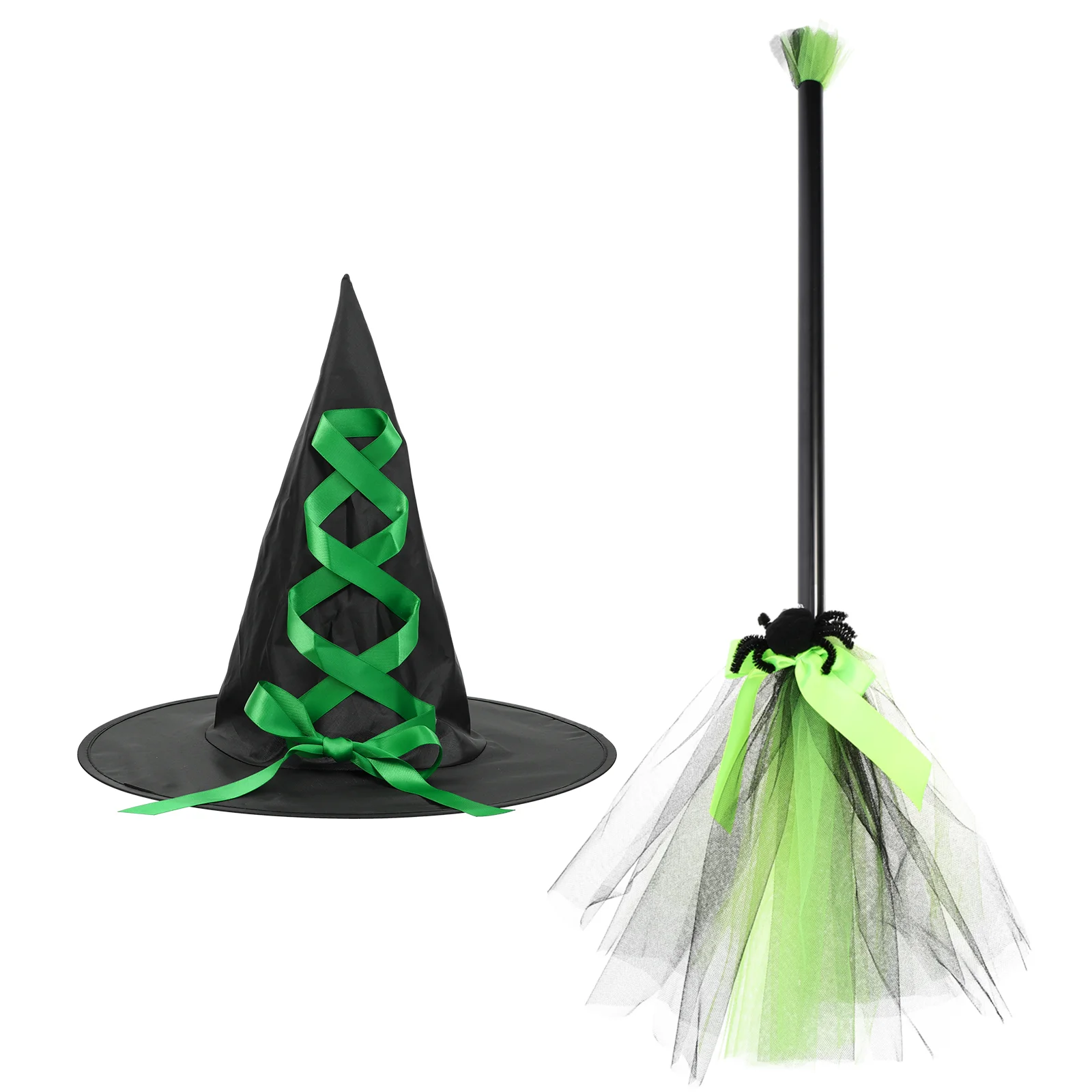 

Halloween Witch Hat Broom Kit Plastic Witch Flying Broomstick Props Kids Wizard Masquerade Cosplay Costume Party Decorations