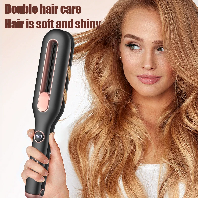 

2 in 1 Curling Irons and Flat Iron Temperature Ajustable Styling Tools multi Professional ionic Hair Straightener