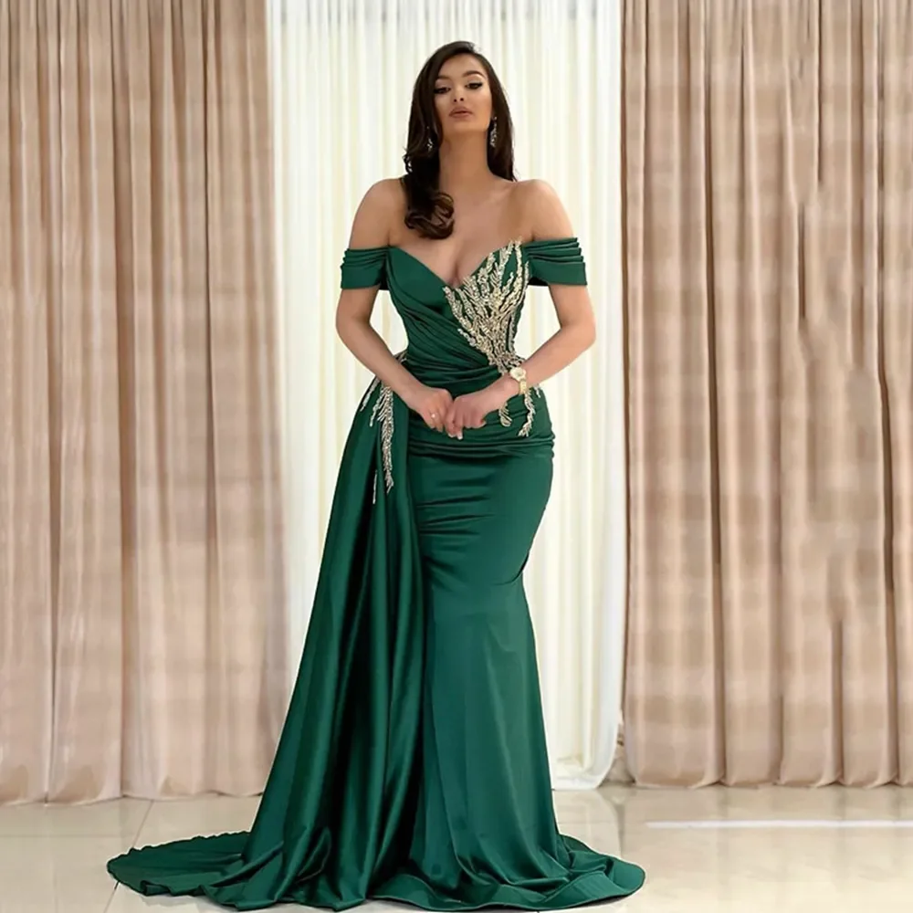 Simple Sequined Appliques Evening Dresses Draped Sexy Trumpet Ball Gowns Off the Shoulder Woman's Formal Beach Party Vestidos
Simple Sequined Appliques Evening Dresses Draped Sexy Trumpet Ball Gowns Off the Shoulder Woman's Formal Beach Party Vestidos