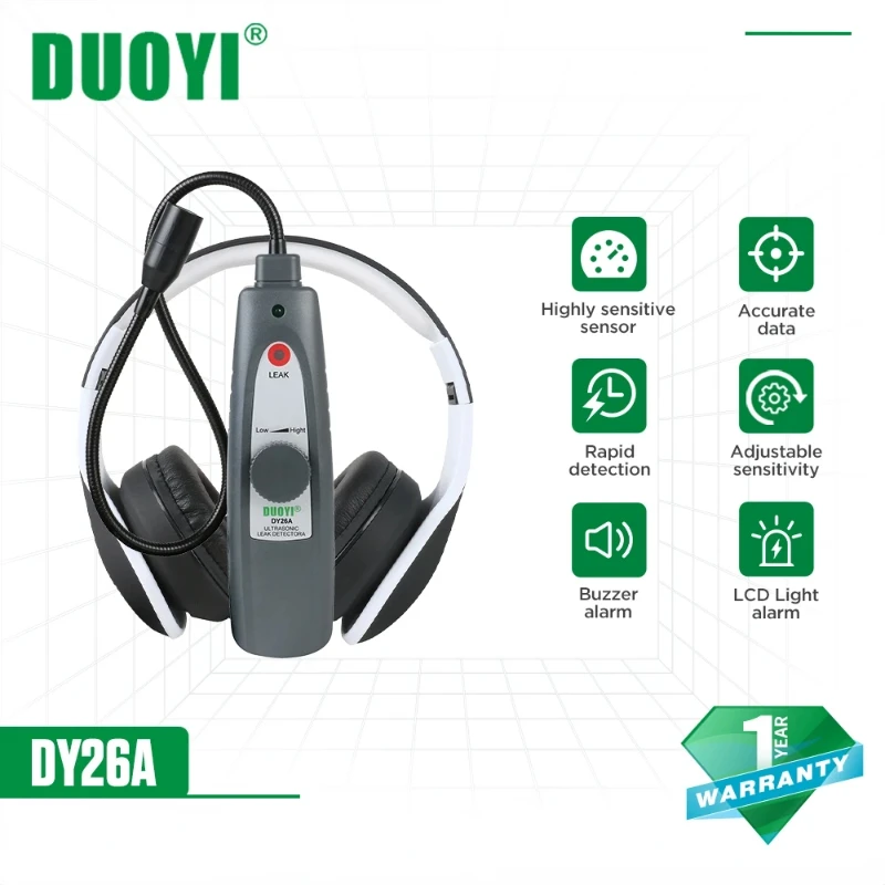 DUOYI DY26 DY26A Ultrasonic Gas Leak Detector Water Freon Car Detector Tool Set Outdoor & closed container Leak Tester
DUOYI DY26 DY26A Ultrasonic Gas Leak Detector Water Freon Car Detector Tool Set Outdoor & closed container Leak Tester