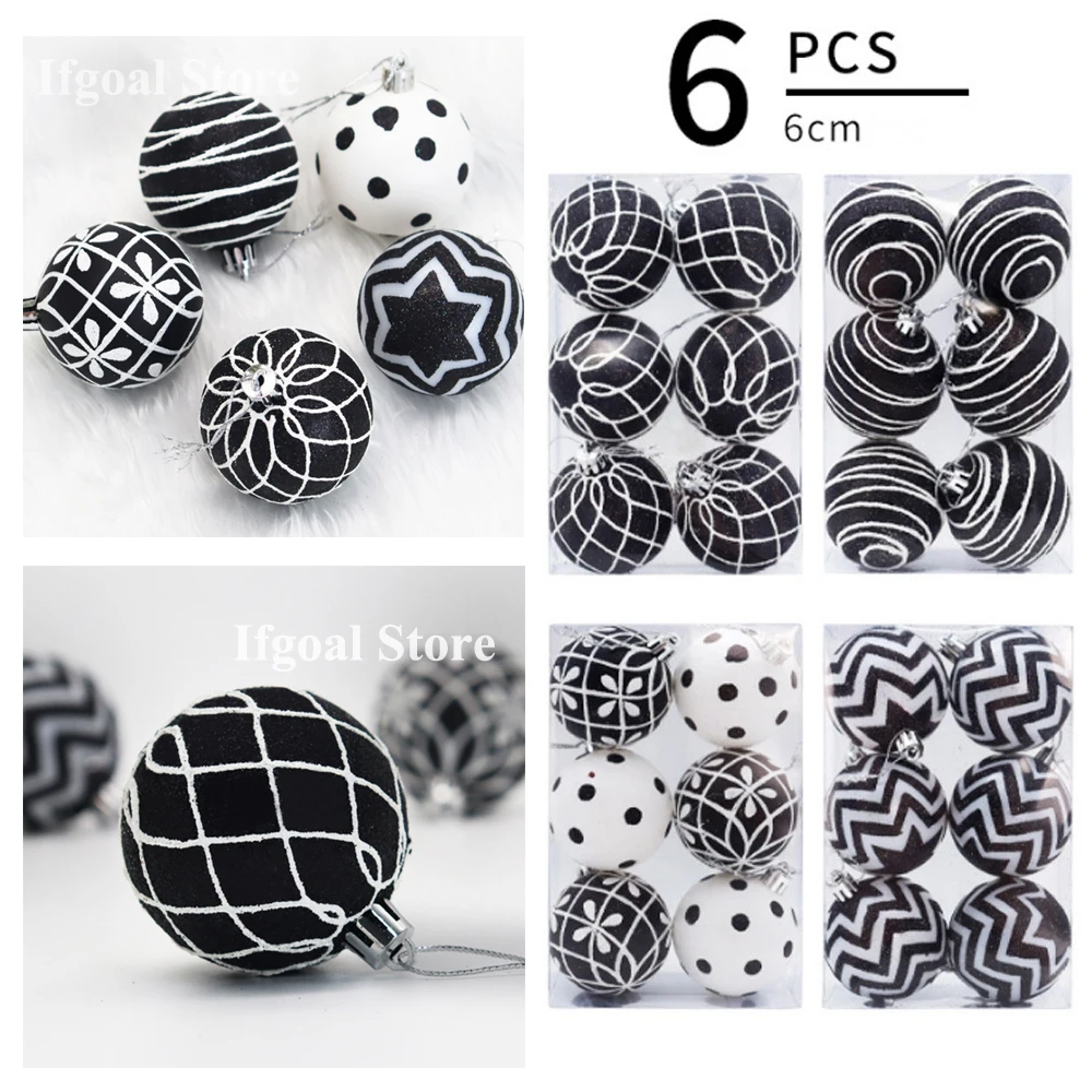 6PCS/set Christmas Tree Decoration White Black Hand-painted Balls 6cm Hanging Xmas Home Decor Christmas Window Dress Up Balls
6PCS/set Christmas Tree Decoration White Black Hand-painted Balls 6cm Hanging Xmas Home Decor Christmas Window Dress Up Balls