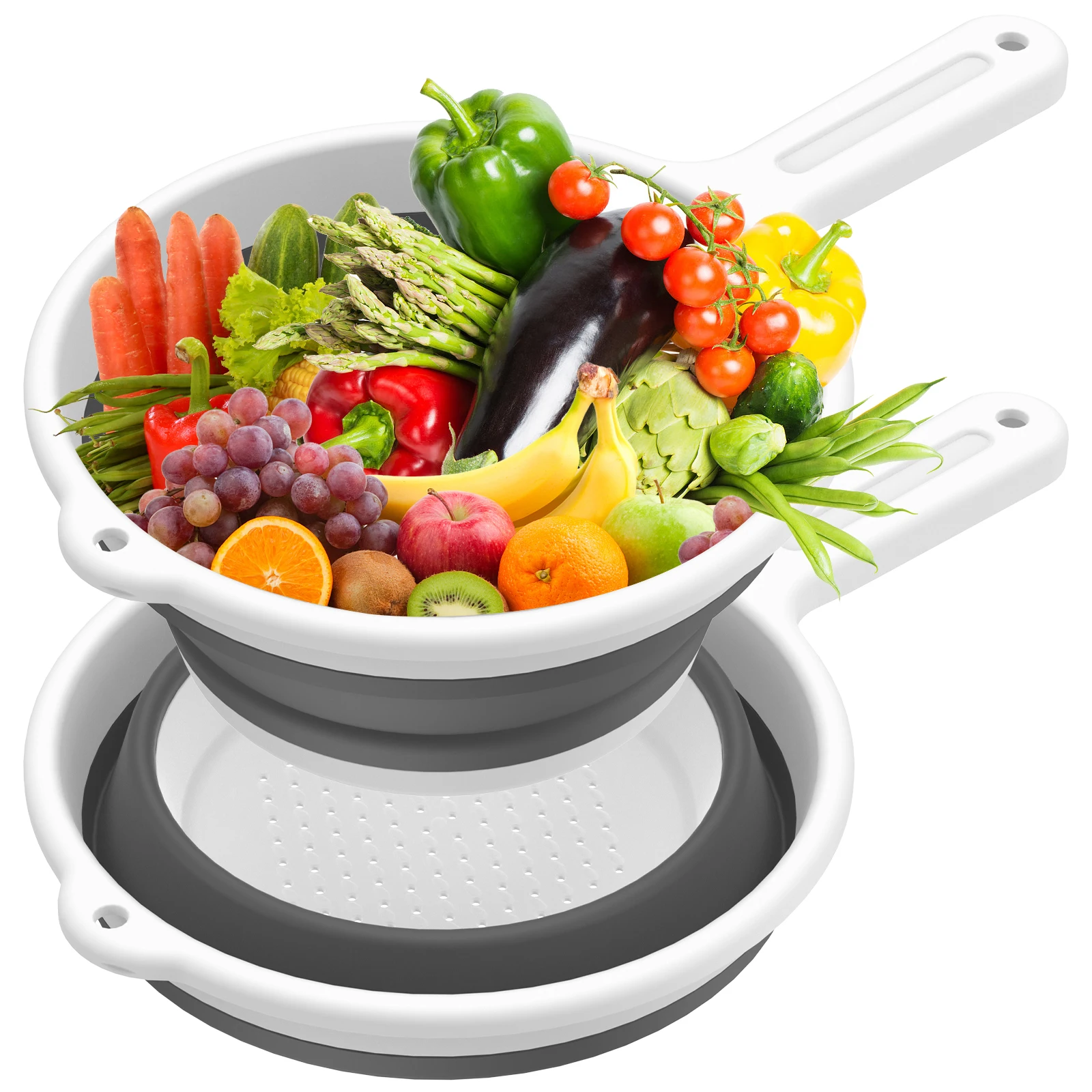 2Pcs Collapsible Food Colander with Handle Food Grade Foldable Colander Strainer Large Capacity Round Silicone Kitchen Strainer
2Pcs Collapsible Food Colander with Handle Food Grade Foldable Colander Strainer Large Capacity Round Silicone Kitchen Strainer
