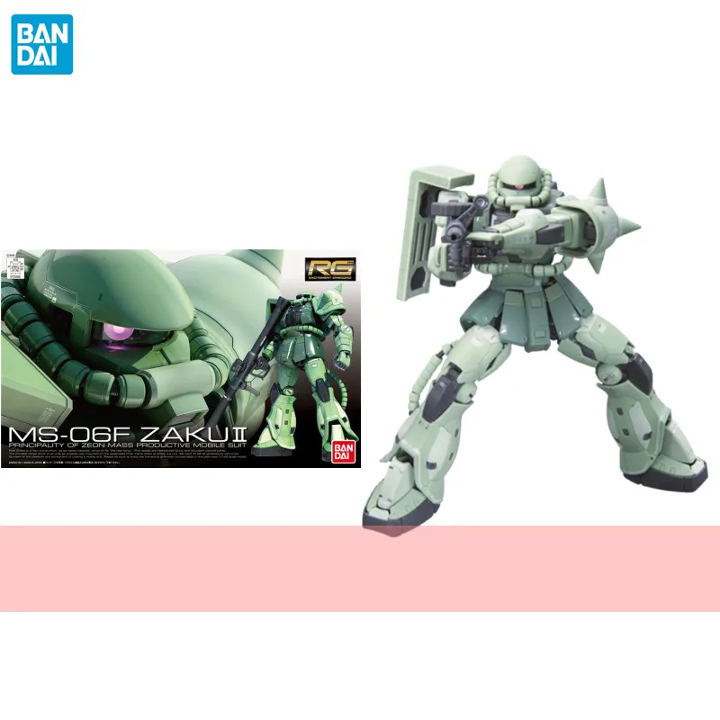 

Bandai Original Gundam Model Kit Anime RG 04 1/144 MS-06F Zaku II Action Figure Assemble Collectible Toys for Children