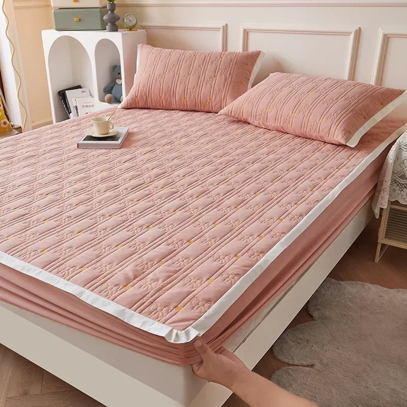 

Thickened Cotton-padded Pure Cotton Matted Fitted Sheet Simmons Mattress Protective Cover Single Bedspread Sheet for Household