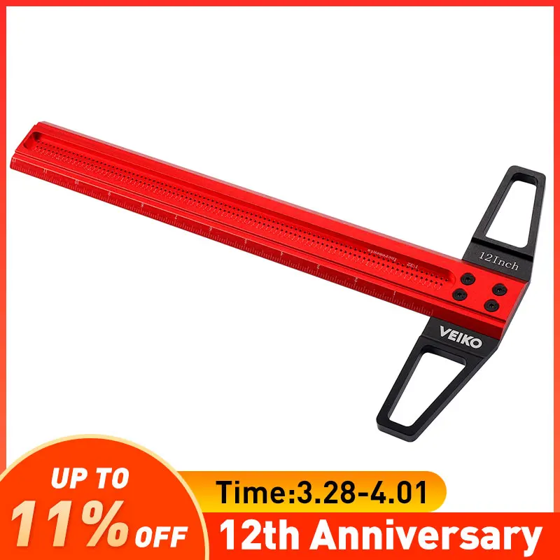 Imperial 12 to 30 Inch Aluminum Alloy Precision Woodworking Scriber Positioning Marking T Ruler 1/16 Inch Per Hole with Pen Hole
Imperial 12 to 30 Inch Aluminum Alloy Precision Woodworking Scriber Positioning Marking T Ruler 1/16 Inch Per Hole with Pen Hole