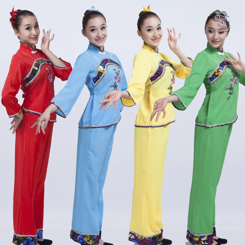 

Chinese Folk Dance Costume for Women Middle-aged and Elderly Square Dance Clothing Classical Fan Dance and Waist Drum Dance