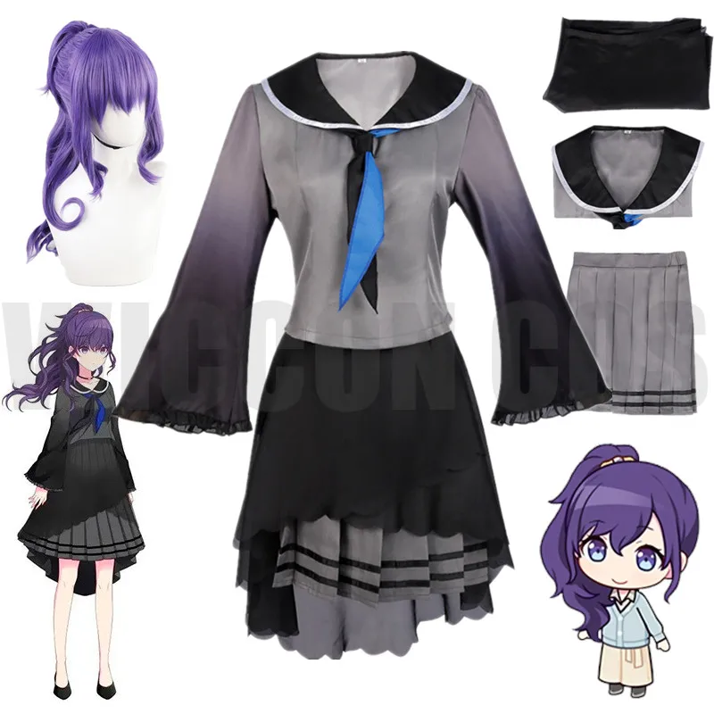 

Cosplay Project Sekai Colorful Stage Feat OWN Women Asahina Mafuyu Costume Sailor JK Uniform Nightcord At 25 Full Costume Wig