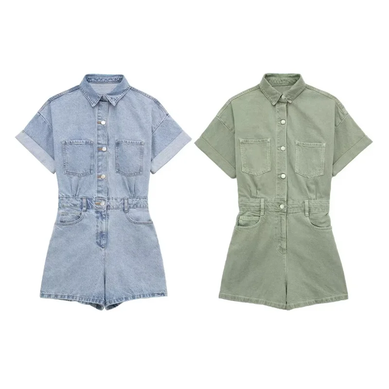Woman Fashion Green Denim Shorts Jumpsuit 2023 Summer Girls Casual Short Sleeve Shirt Jumpsuits Female High Waisted Jumpsuit
Woman Fashion Green Denim Shorts Jumpsuit 2023 Summer Girls Casual Short Sleeve Shirt Jumpsuits Female High Waisted Jumpsuit