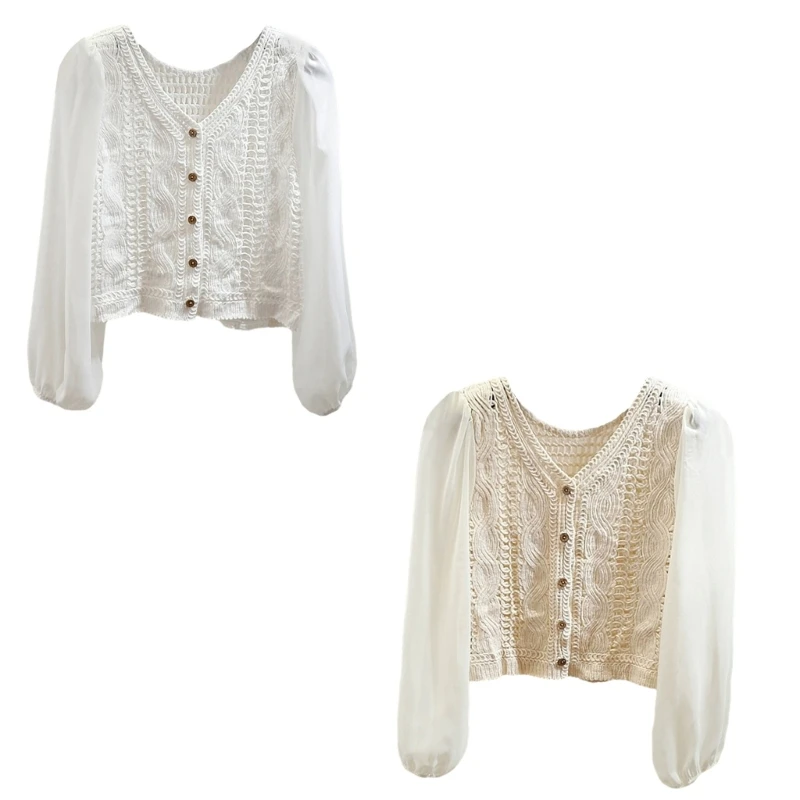 Women's Crochets Cropped Knitted Cardigans Long Sleeve Hollowed Out Crop Top T-shirt Casual Sexy V-neck Blouses Shirt
Women's Crochets Cropped Knitted Cardigans Long Sleeve Hollowed Out Crop Top T-shirt Casual Sexy V-neck Blouses Shirt
