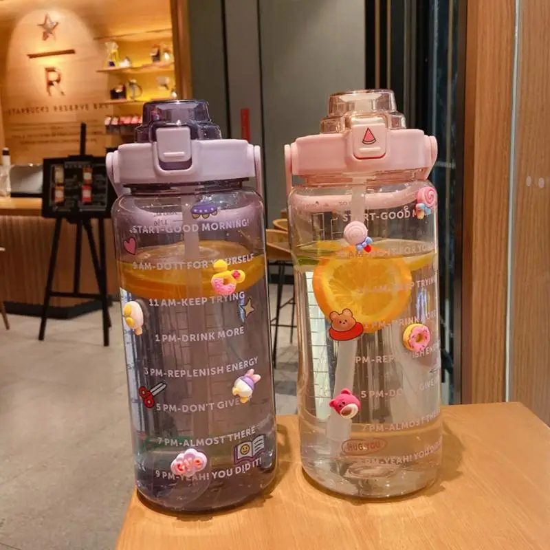 2 Liter Water Bottles With Straw Female Jug Portable Travel Bottles Fitness Bike Cup Summer Cold Water Jug With Time Marker
2 Liter Water Bottles With Straw Female Jug Portable Travel Bottles Fitness Bike Cup Summer Cold Water Jug With Time Marker