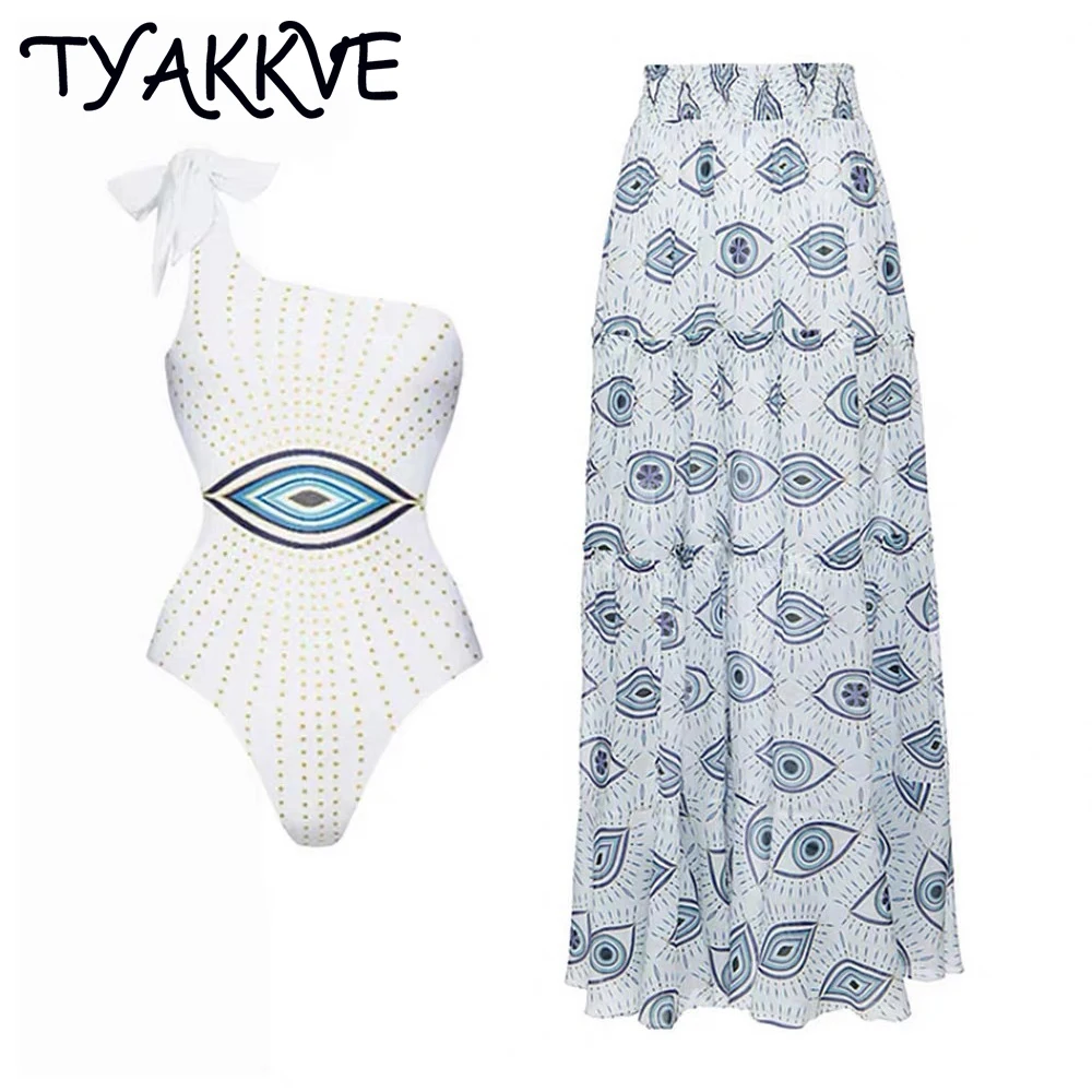 

TYAKKVE 2023 3D Flower Cover-up One Piece Swimsuit Women Swimwear One Shoulder Sexy Monokini Dress Bathing Suit Beachwear Summer