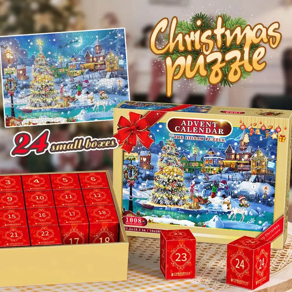 

1008 Pieces Jigsaw Puzzles Christmas Advent Calendar 24 Days Countdown To Christmas Holiday Puzzles Toys Xmas Gifts For Kids