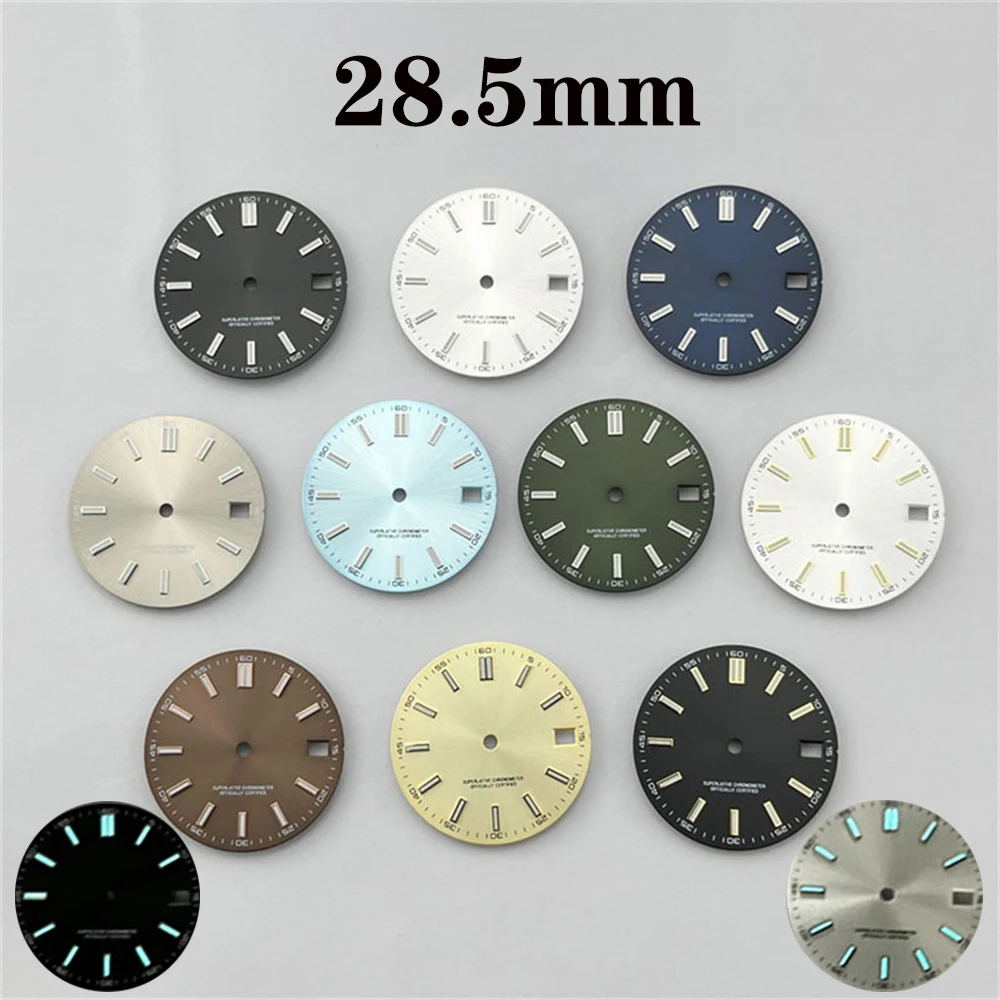 

New Watch Dial 28.5mm Blue Green Luminous NH35 Dial for NH35A 4R35 Movement 3.0/3.8 o'clock Mechanical Wristwatch Watch Faces