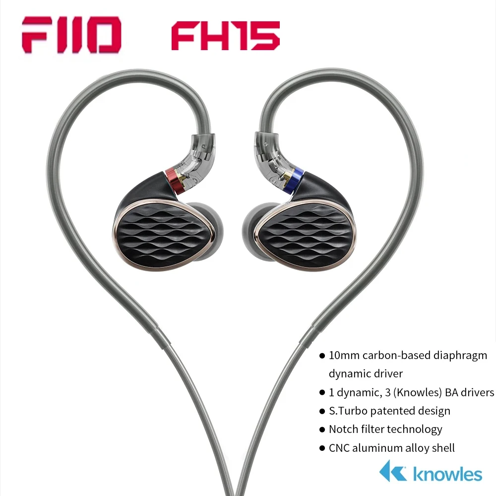 

(Clearence) FiiO FH15 HiFi Hi-Res Earphone 1DD 3 Knowles BA Hybrid Technology In-Ear IEM with 3.5mm/4.4mm Detachable MMCX Cable