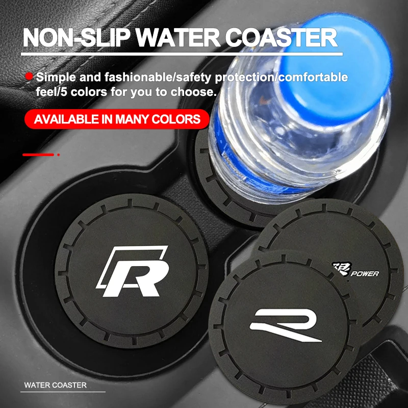 

1Pcs Car Coaster Water Cup Non-Slip Silica Gel Pad Holder Mat For Volkswagen R line Golf MK4 7r MK7 6 mk6 Passat b6 r18 polo Acc