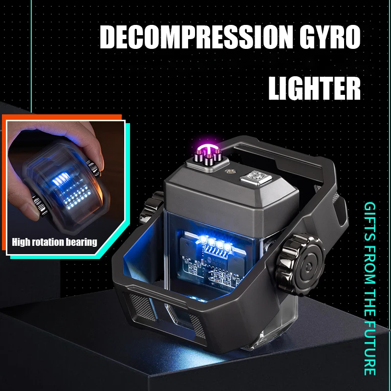 

Windproof Outdoor Camping Lighters Mechanical Plasma Double ARC Lighter USB Recharge Decompression Gyro Lighter Smoking Gift