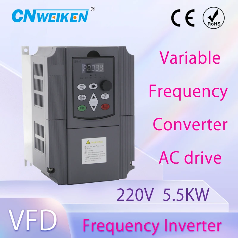 

5.5kw 7.5kw 220V to 380V VFD AC Frequency Inverter Single Phase Input 3 Phase Output Drives Frequency Converter