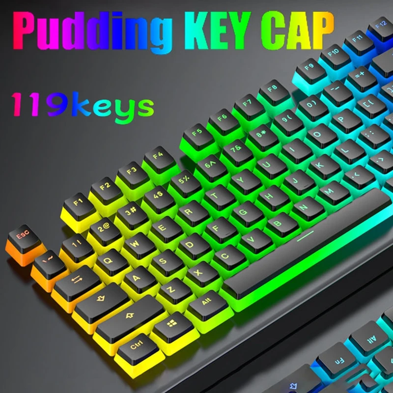 

PBT Key Cap Backlit Key Cap Set 129 Keys Keycaps Ergonomic Cute for Mx OEM Profile Gateron Switch Mechanical Keyboard Keycap Kit