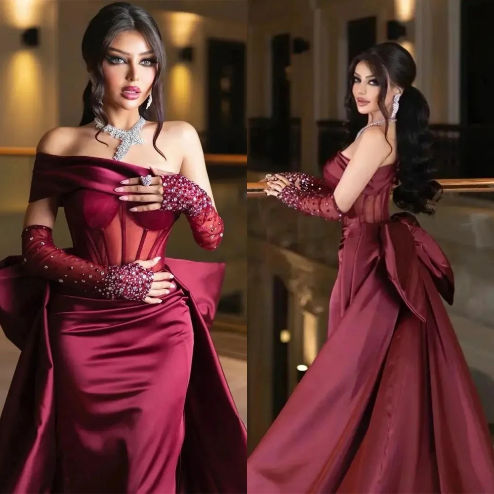 Exquisite Off-the-shoulder Mermaid Sweep/Brush Evening Dresses Bows Rhinestone Satin Formal Occasion Gown فساتين سهره نسائيه فخم
Exquisite Off-the-shoulder Mermaid Sweep/Brush Evening Dresses Bows Rhinestone Satin Formal Occasion Gown فساتين سهره نسائيه فخم