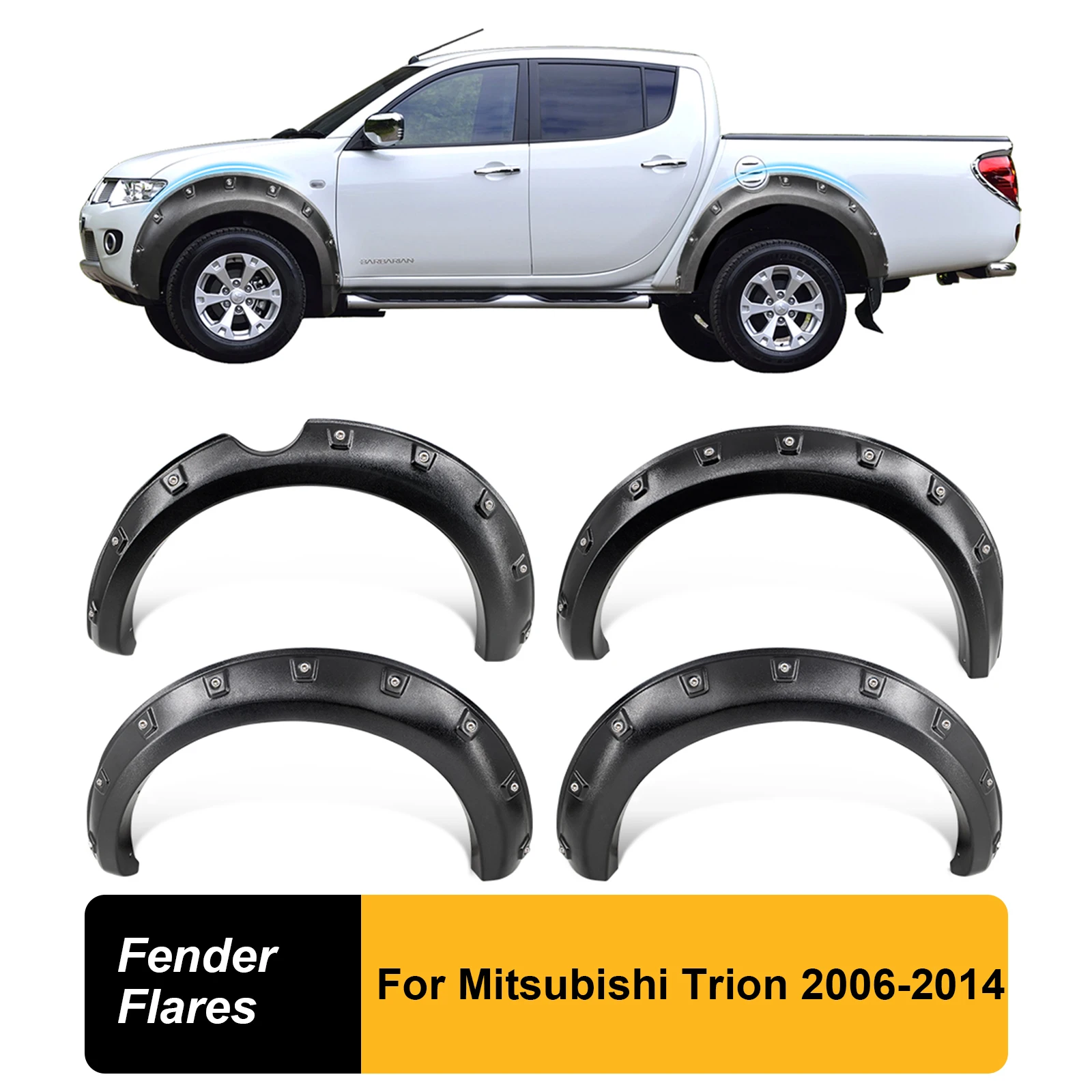 

Large Coverage Fender Flares Wheel Arch Protector for Mitsubishi Trion 2006-2014 Double Cabin Models Pocket Style Mudguards