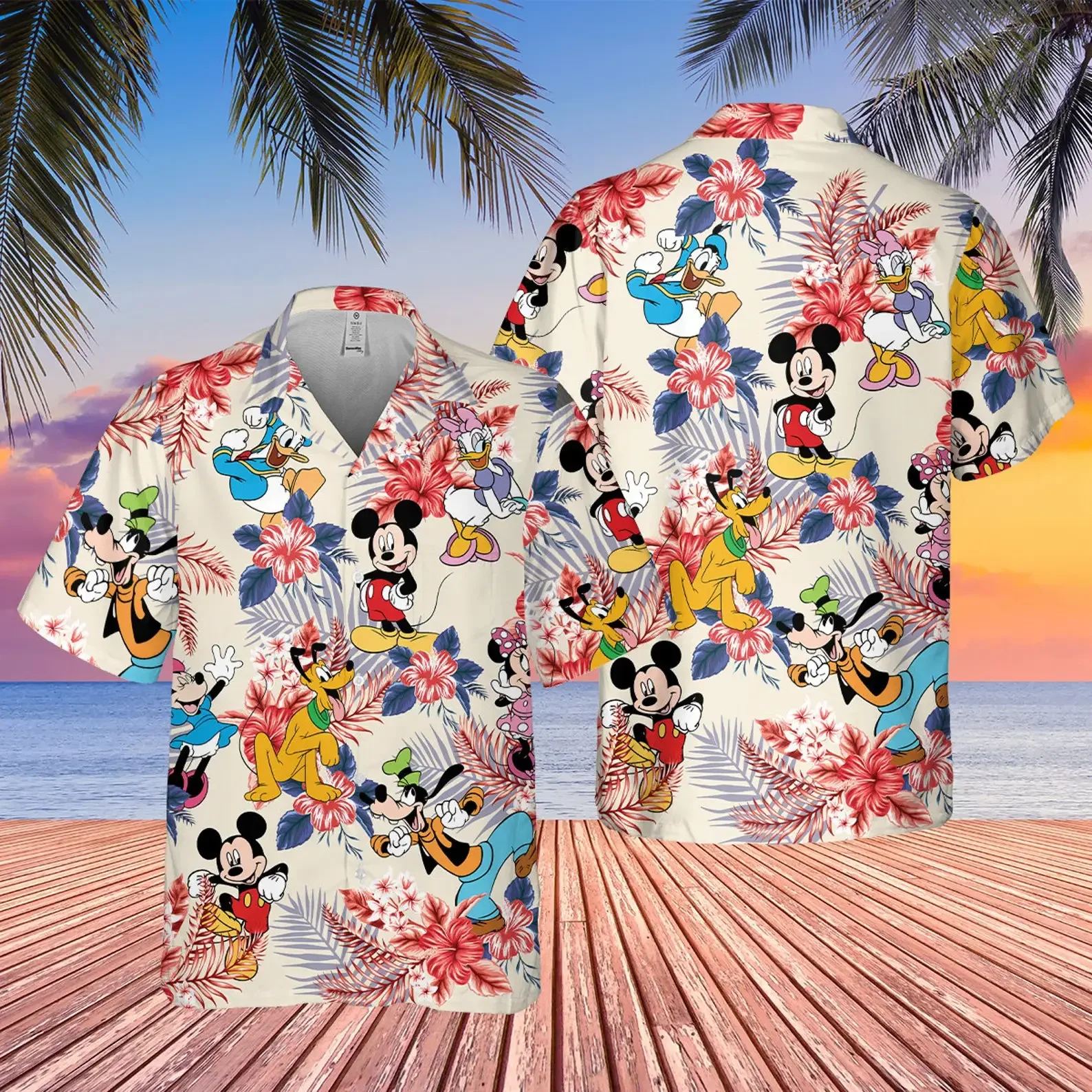 

Mickey Mouse Hawaiian Shirt Men's Women Kids Shirt Fashion Button Up Short Sleeve Shirt Disney Hawaiian Shirt Casual Beach Shirt