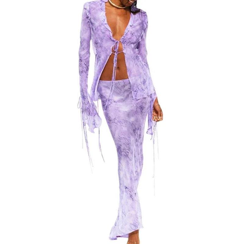 2024 New Ruffle 2 Piece Set Women Floral Print Long Sleeve Mesh Crop Top and Low Waist Long Skirt Fairy Grunge Outfit Clubwear
2024 New Ruffle 2 Piece Set Women Floral Print Long Sleeve Mesh Crop Top and Low Waist Long Skirt Fairy Grunge Outfit Clubwear