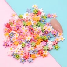 

100Pcs/Bag Mixed Color Resin Daisy Nail Art Decoration 7mm Five Petal Floret Gems Little Flower Craft Arylic Manicure Charms SL4