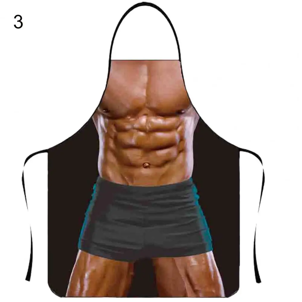 

Cooking Apron Helpful Novelty Polyester Muscular Man Creative Apron Restaurant Accessory