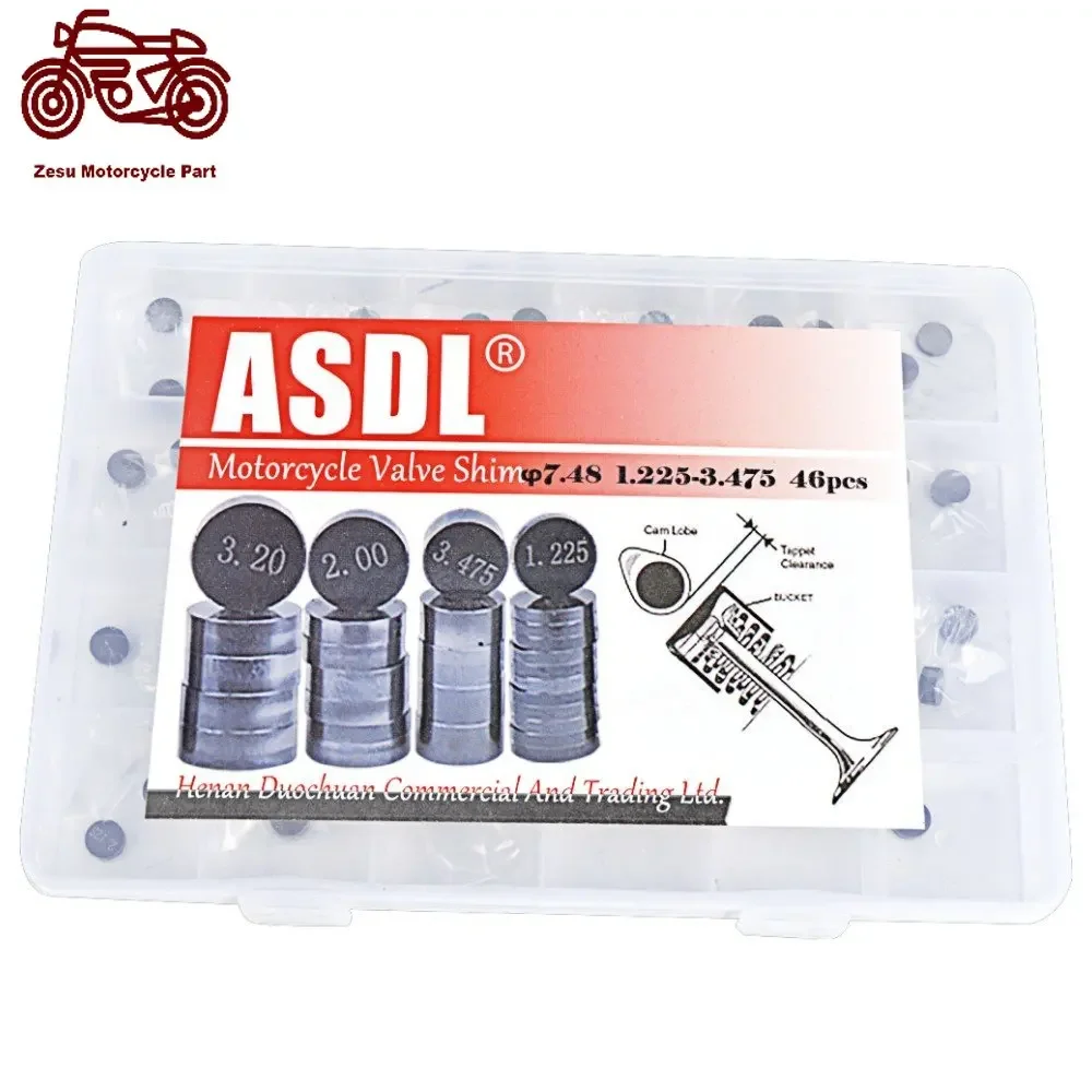 

46 Pcs Motor Bike Engine Parts Adjustable Valve Pad Shims 7.48mm Complete Valve Shim Kit Cams 1.225-3.475 #c