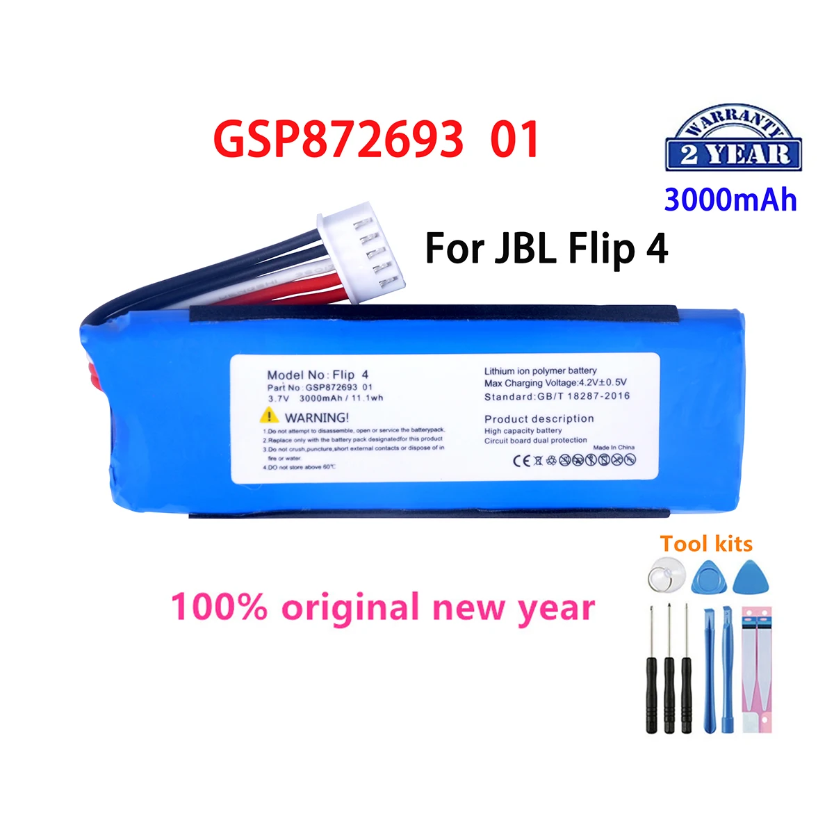 Original GSP872693 01 3000mAh Replacement Battery For JBL Flip 4 Flip 4 Special Edition Batteries+Tools.
Original GSP872693 01 3000mAh Replacement Battery For JBL Flip 4 Flip 4 Special Edition Batteries+Tools.