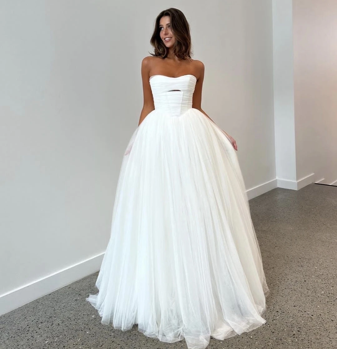 

Vestido de Novia Satin Elegant A-Line For Women Customize To Measures Stunning Bridal Gowns Tulle Sleeveless Robe De Mariee 2024
