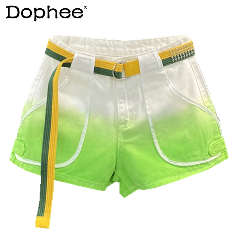 Denim Shorts Women's Ins 2023 Summer New Korean Style Personalized Gradient Color High Waist Loose Slimming Wide Leg Booty Pants 
Denim Shorts Women's Ins 2023 Summer New Korean Style Personalized Gradient Color High Waist Loose Slimming Wide Leg Booty Pants