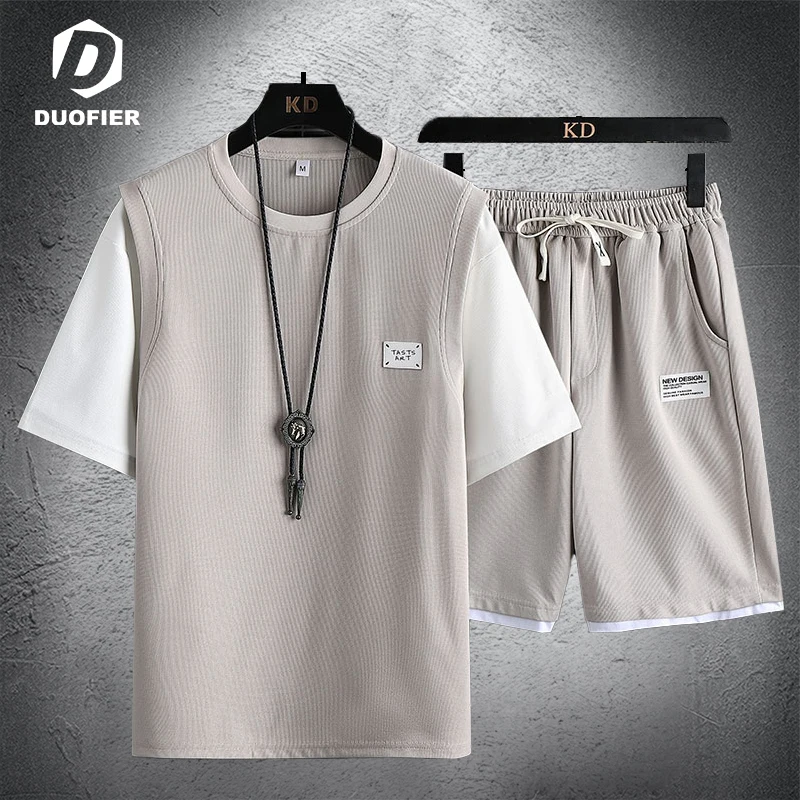 2023 New Mens Summer Set Waffle Fabric Breathable Fashoin Fake Two Pieces Tshirt and Shorts Casual Sports Suit Male Outfit Set
2023 New Mens Summer Set Waffle Fabric Breathable Fashoin Fake Two Pieces Tshirt and Shorts Casual Sports Suit Male Outfit Set