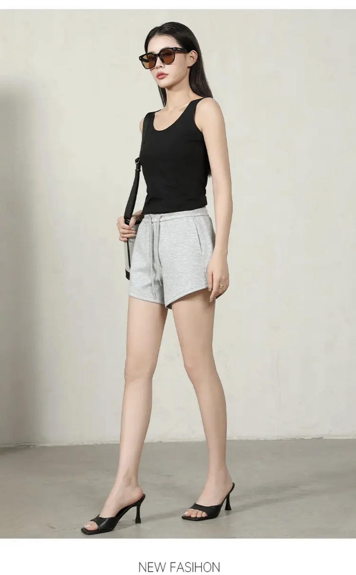 

Summer Casual Shorts Sports Stretchy Women's Cotton Straight Leg Breathable Five-Point Sweatshorts Female Loose Outer Wear Pants