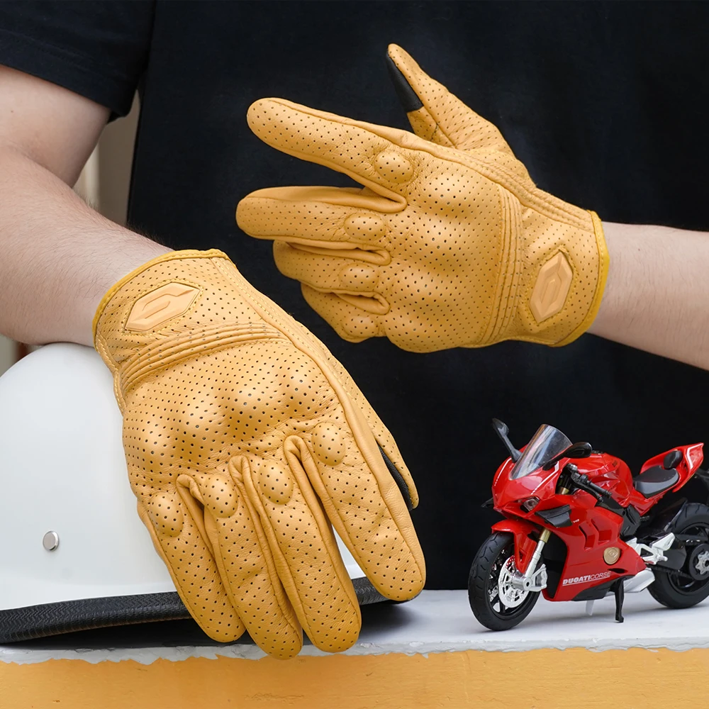 Leather Motorcycle Gloves Summer Breathable Mesh Moto Gloves Touch Function Motorbike Gloves Motocross Off-Road Racing Gloves Leather Motorcycle Gloves Summer Breathable Mesh Moto Gloves Touch Function Motorbike Gloves Motocross Off-Road Racing Gloves