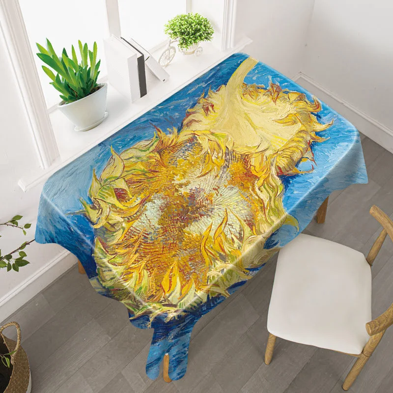 

Pastoral Flower Oil Painting Style Printed Tablecloth Home Waterproof Oil Resistant Tea Table Coffee Table Mat Dustproof Cloth