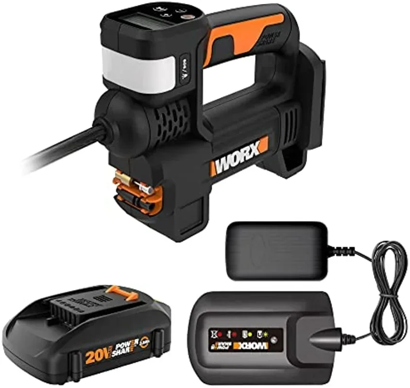 WORX WX092L 20V 2.0Ah 2 in 1 Cordless Inflator Battery and Charger Included, max. 10 Bar, Digital pressure display
WORX WX092L 20V 2.0Ah 2 in 1 Cordless Inflator Battery and Charger Included, max. 10 Bar, Digital pressure display