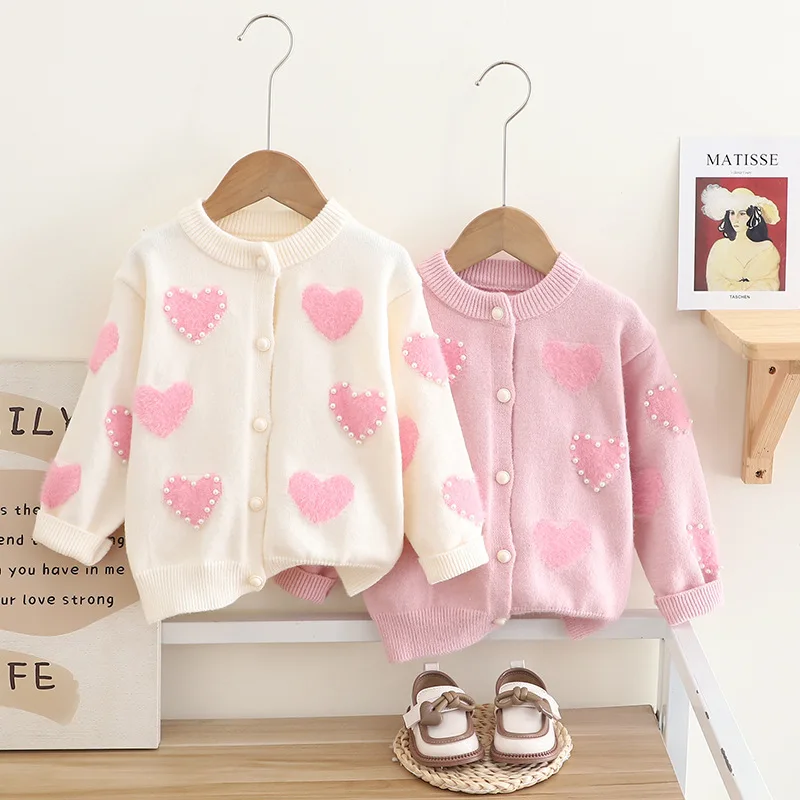 

Girls Woolen Jersey Sweaters Coats Spring Autumn 2024 Children Knitted Jackets For Baby Outerwear Kids Clothes Tops Toddler 5 6Y