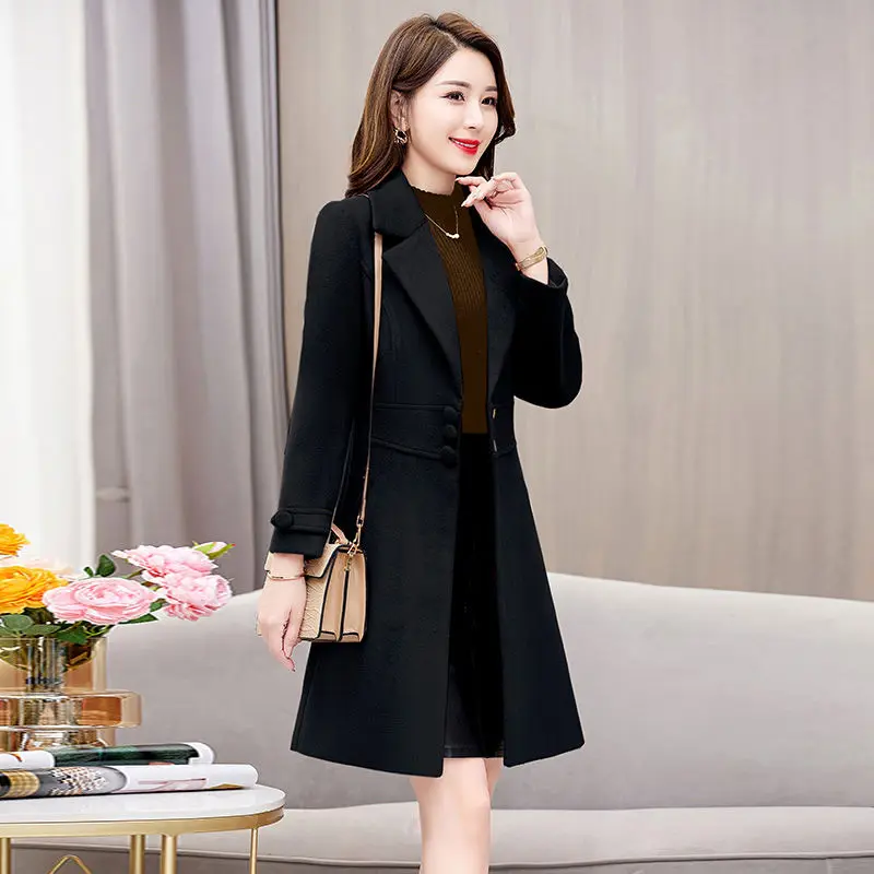 Woolen Coat Women's Autumn and Winter New Style Temperament Slim Fit Mid Length Suit Collar Small Woolen Coat
Woolen Coat Women's Autumn and Winter New Style Temperament Slim Fit Mid Length Suit Collar Small Woolen Coat