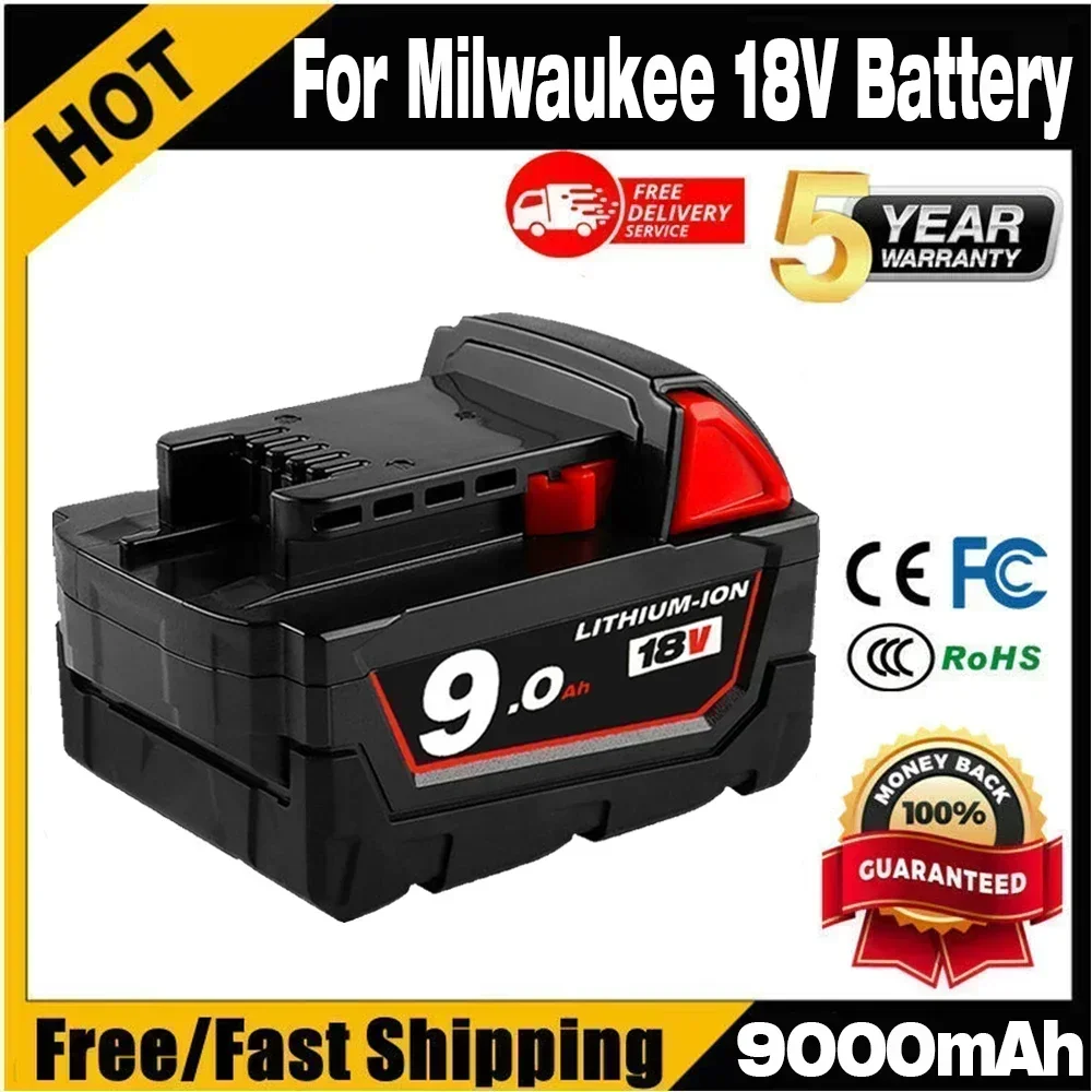Rechargeable Batteries For Milwaukee M18B5 XC Lithium ION Battery 18v 9.0/6.0/12.0Ah battery charger For Milwaukee M18 12V~18V
Rechargeable Batteries For Milwaukee M18B5 XC Lithium ION Battery 18v 9.0/6.0/12.0Ah battery charger For Milwaukee M18 12V~18V
