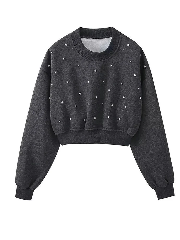 Women Rhinestone Beading Sweatshirts Long Sleeve O-neck Short Crop Pullovers Hoodies
Women Rhinestone Beading Sweatshirts Long Sleeve O-neck Short Crop Pullovers Hoodies
